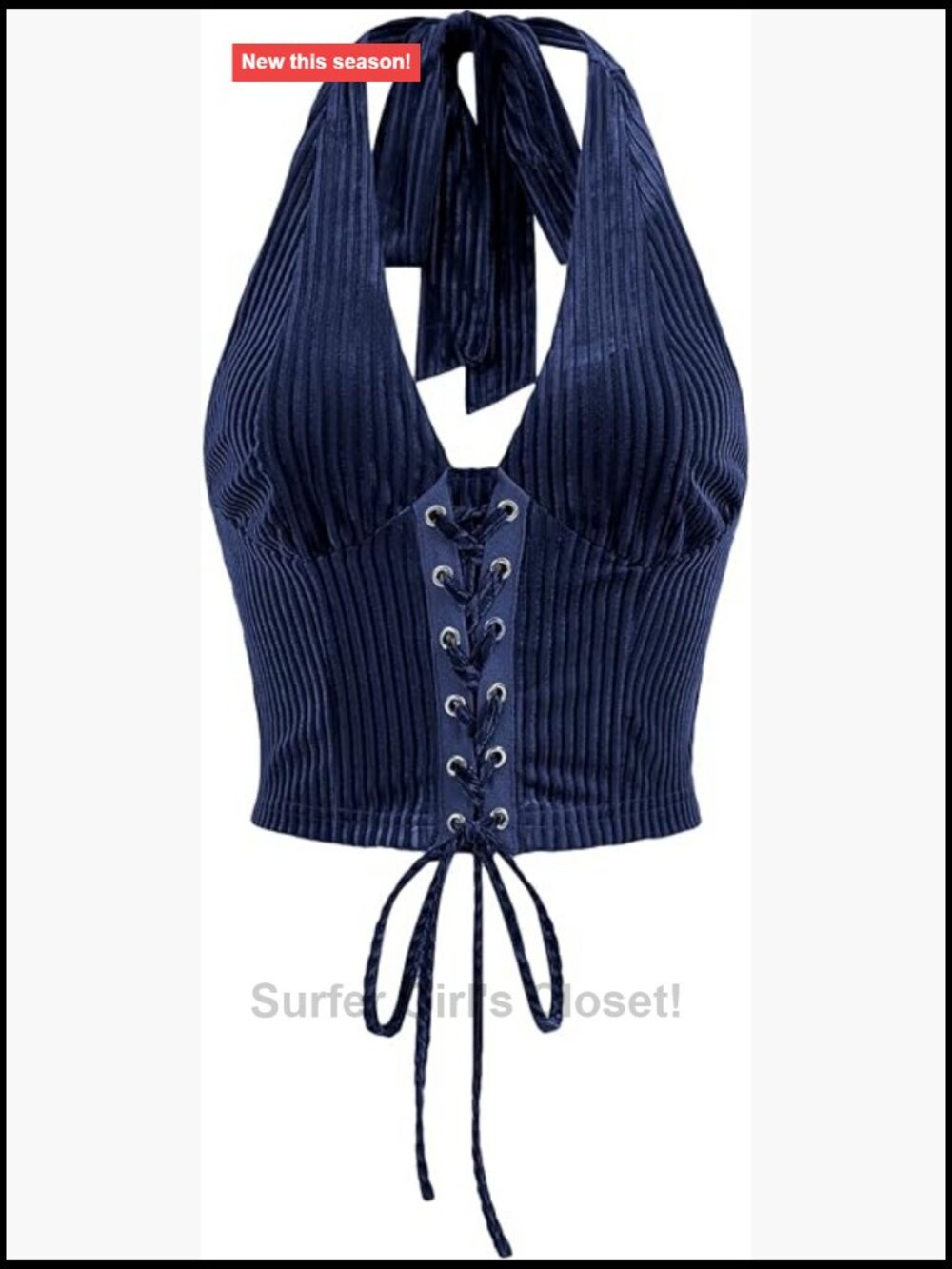 Women's Halter Corset Crop Top Lace Up Backless Sleeveless Western